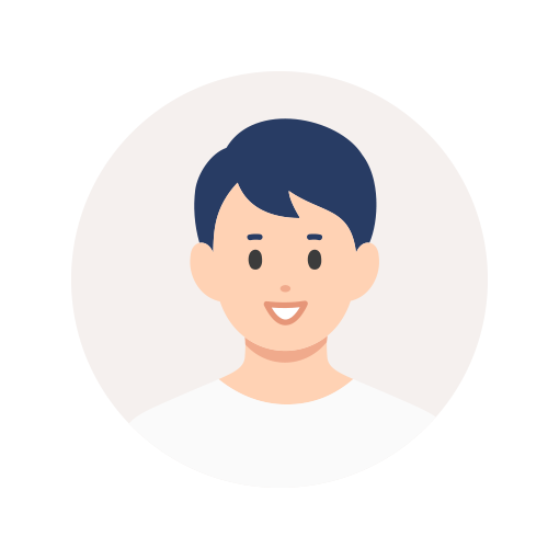 白Tシャツを着て笑う、男性のイラスト